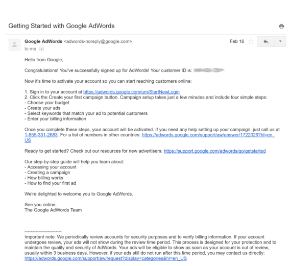 adwords welcome email example - OptinMonster adwords welcome email example