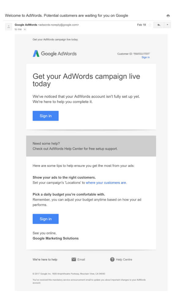 adwords welcome email - OptinMonster adwords welcome email