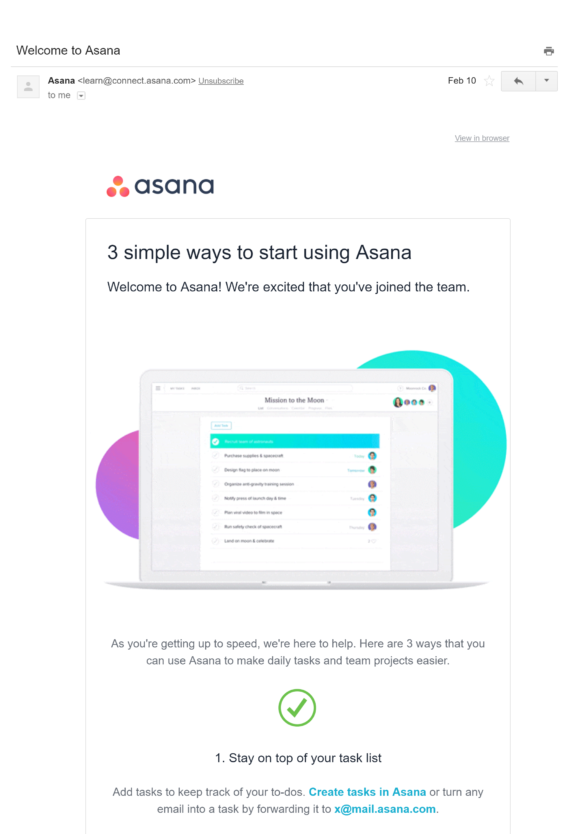 asana welcome email - OptinMonster asana welcome email