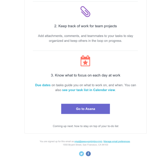 welcome email examples - asana - OptinMonster welcome email examples - asana