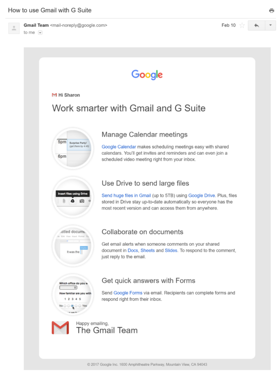 gsuite welcome email - OptinMonster welcome email examples - gsuite