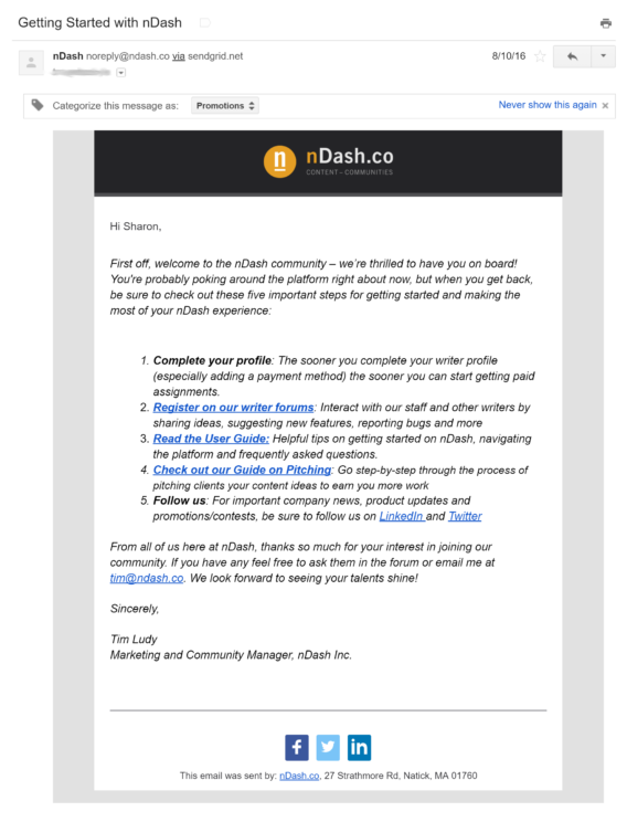 ndash welcome email - OptinMonster ndash welcome email example