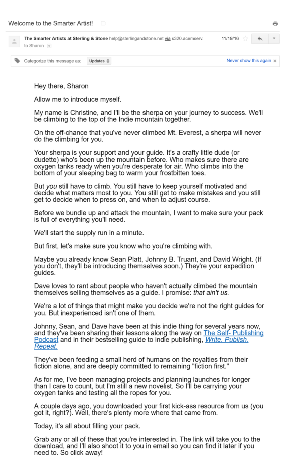 smarter artist welcome email 1 - OptinMonster smarter artist welcome email